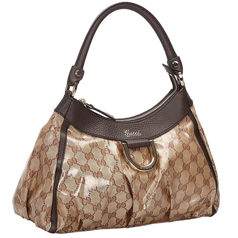 

Gucci Brown GG Vinyl Crystal Abbey Bag