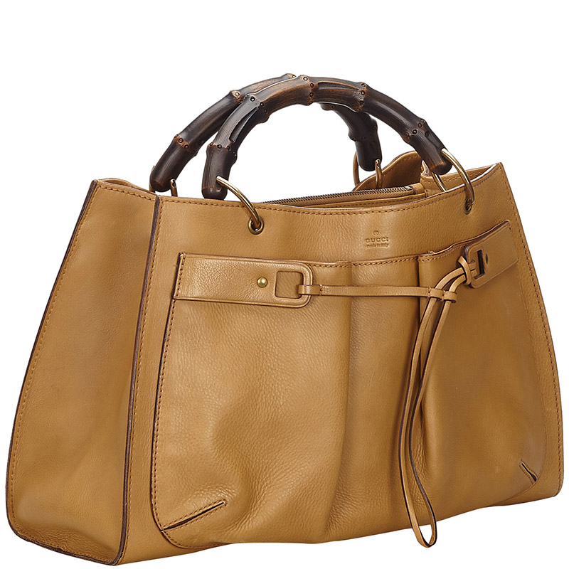 

Gucci Brown Leather Bamboo Tote