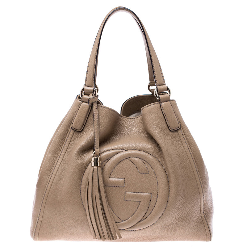 مملوكة مسبقًا Gucci Beige Leather Small Soho Tote