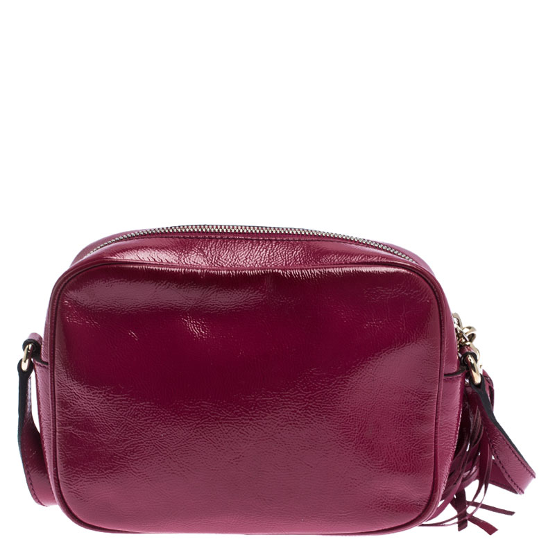 Pre-Owned Gucci Magenta Patent Leather Small Soho Disco Shoulder Bag In Pink | ModeSens