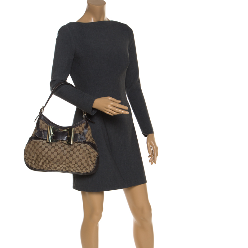 

Gucci Beige/Brown Canvas and Leather  Queen Hobo