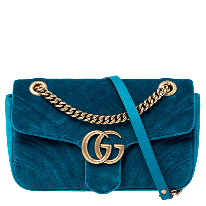 Gucci Green Velvet Small GG Marmont Shoulder Bag Gucci | The Luxury Closet