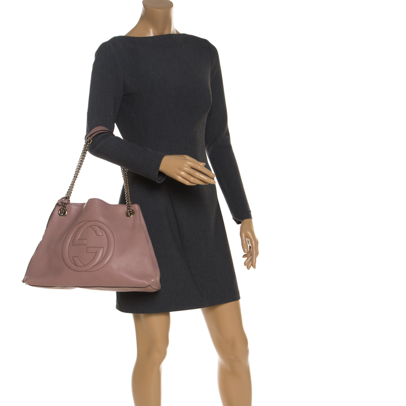 

Gucci Pink Leather Medium Soho Tote