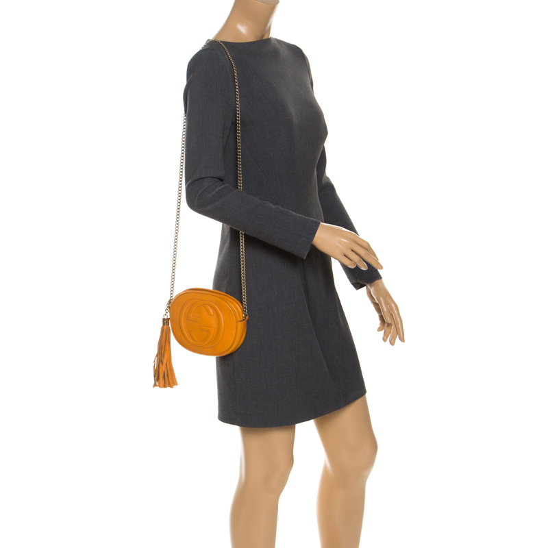 

Gucci Orange Leather Mini Soho Disco Chain Shoulder Bag