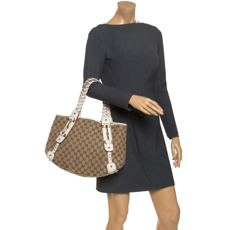 

Gucci Beige/Off White GG Canvas and Leather  Pelham Shoulder Bag