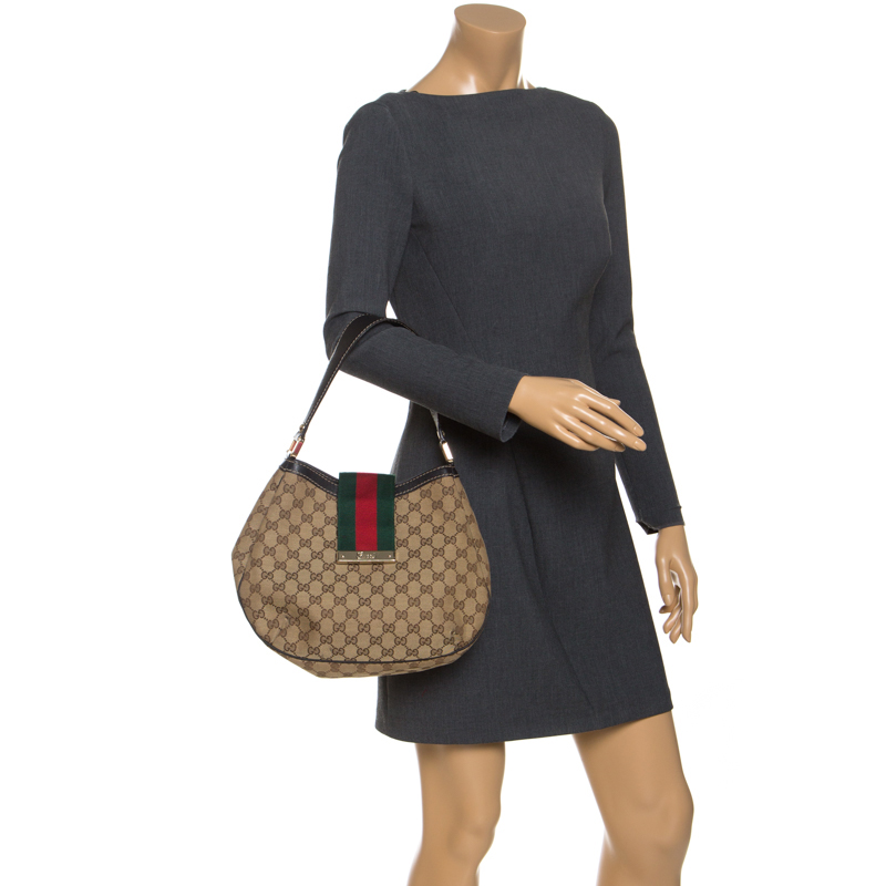 

Gucci Beige GG Canvas New Ladies Web Hobo