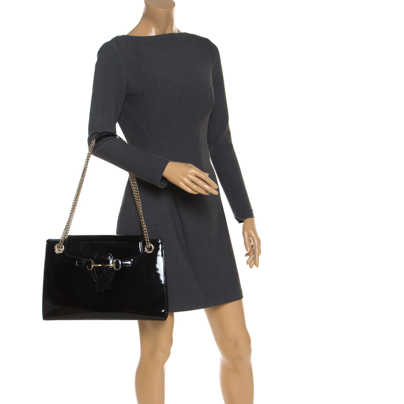 

Gucci Black Patent Leather  Emily Chain Shoulder Bag