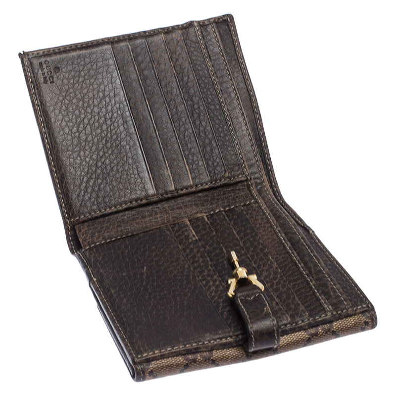 

Gucci Beige/Brown GG Crystal Canvas Jackie Compact Wallet