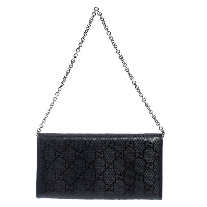 Gucci Black GG Imprime Coated Canvas Wallet on Chain Gucci | TLC