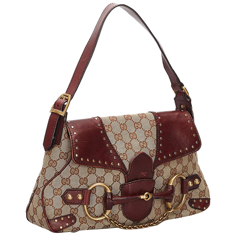 

Gucci Brown GG Canvas Horsebit Shoulder Bag