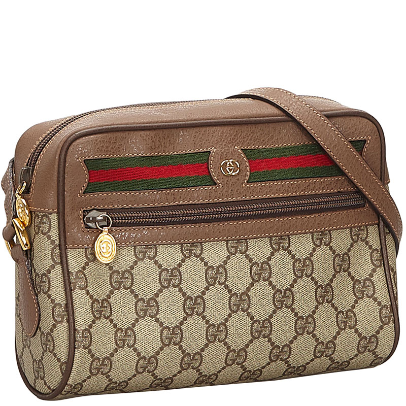

Gucci Brown GG Supreme Web Canvas Crossbody Bag, Beige