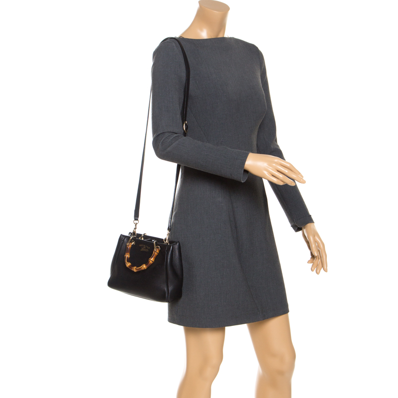 

Gucci Black Leather Mini Bamboo Top Handle Bag