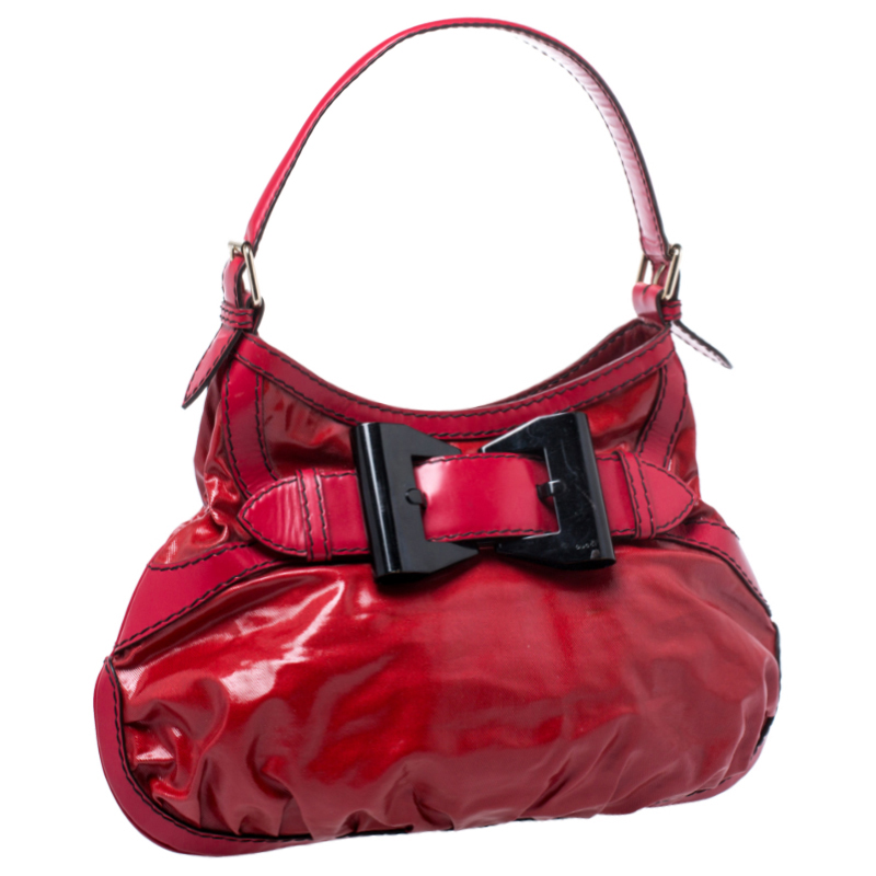 Gucci Red Coated Canvas and Leather Medium Queen Hobo Gucci | TLC