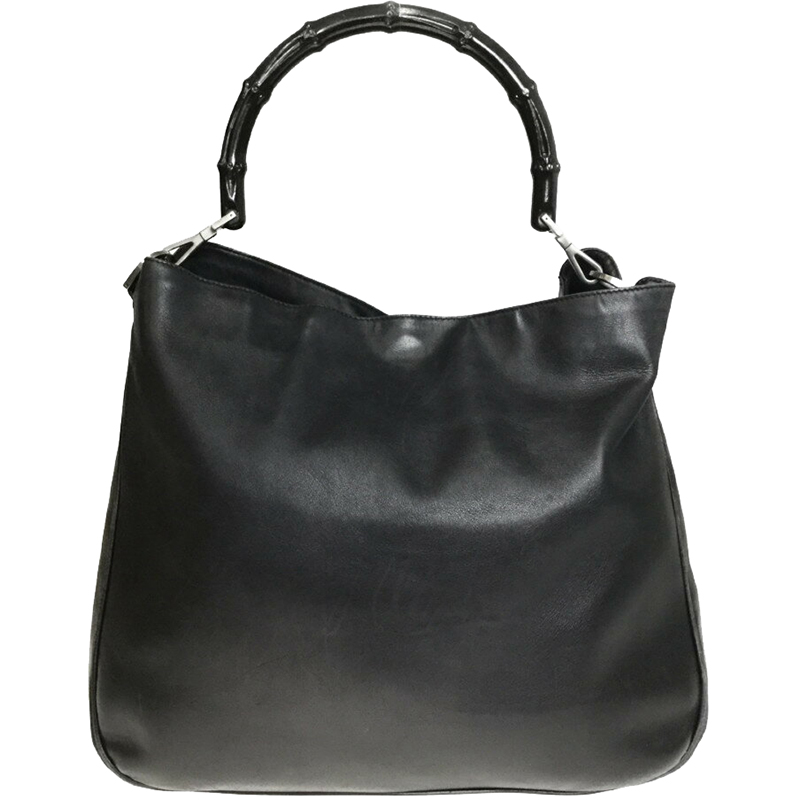 

Gucci Black Leather Bamboo Tote