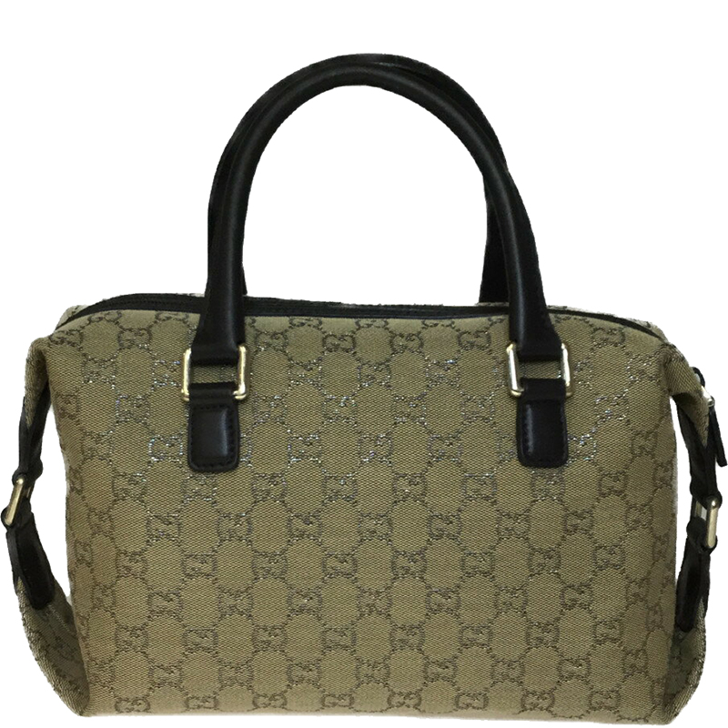 

Gucci Beige GG Canvas Leather Mini Boston Bag