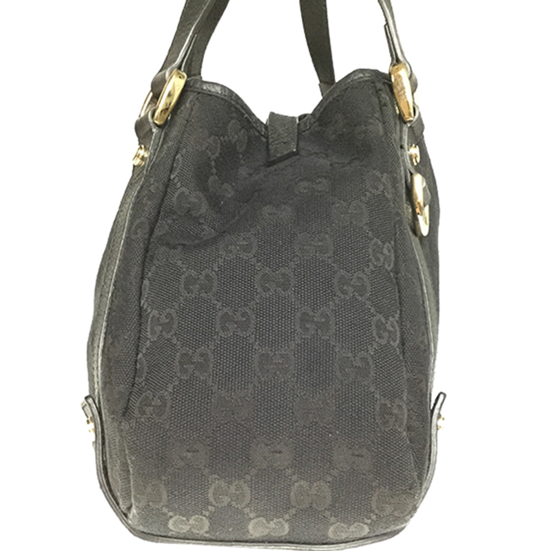 

Gucci Black GG Canvas Leather Shoulder Bag