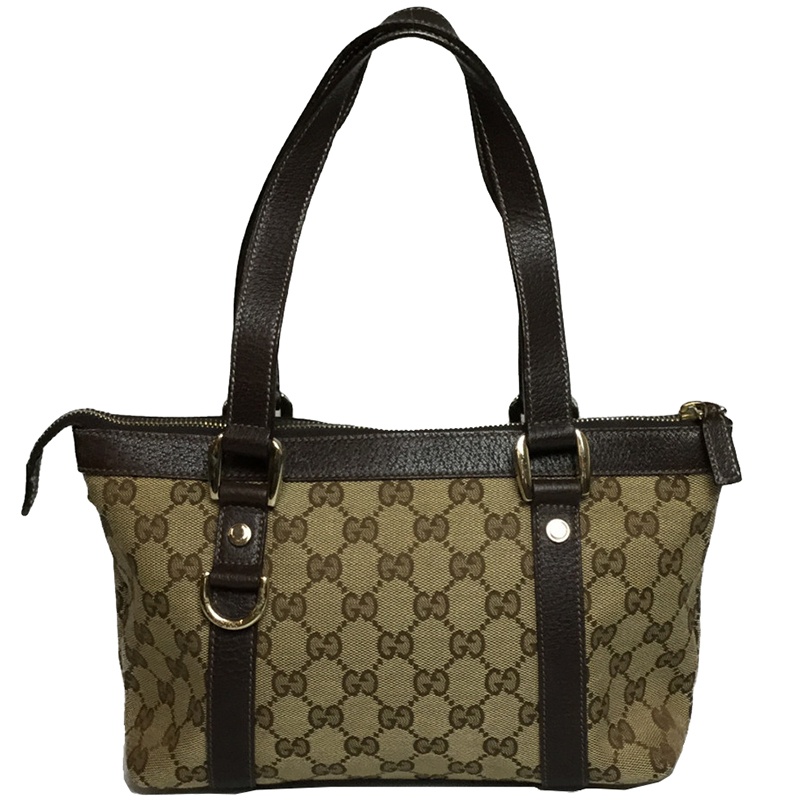

Gucci Brown/Beige GG Canvas Leather Mini Tote Bag