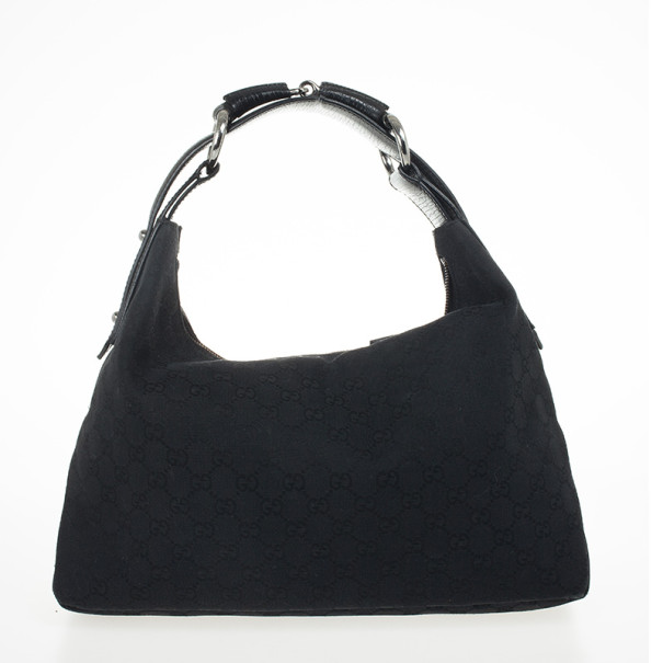 مملوكة مسبقًا Gucci Black Monogram Horsebit Hobo