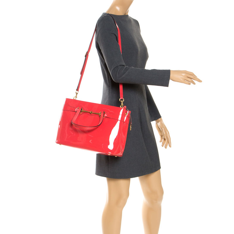 

Gucci Orange Patent Leather Medium Bright Bit Tote