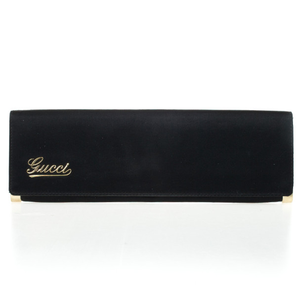 Pre Owned Gucci Black Satin Evening Clutch