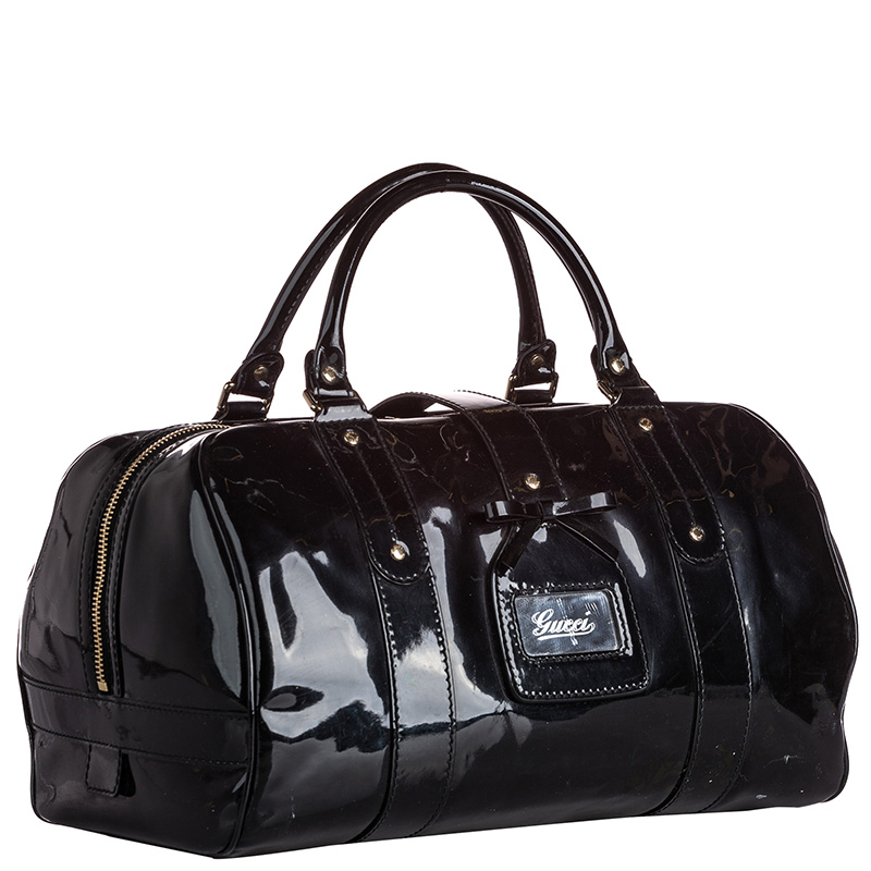 

Gucci Black Patent Leather Boston Bag