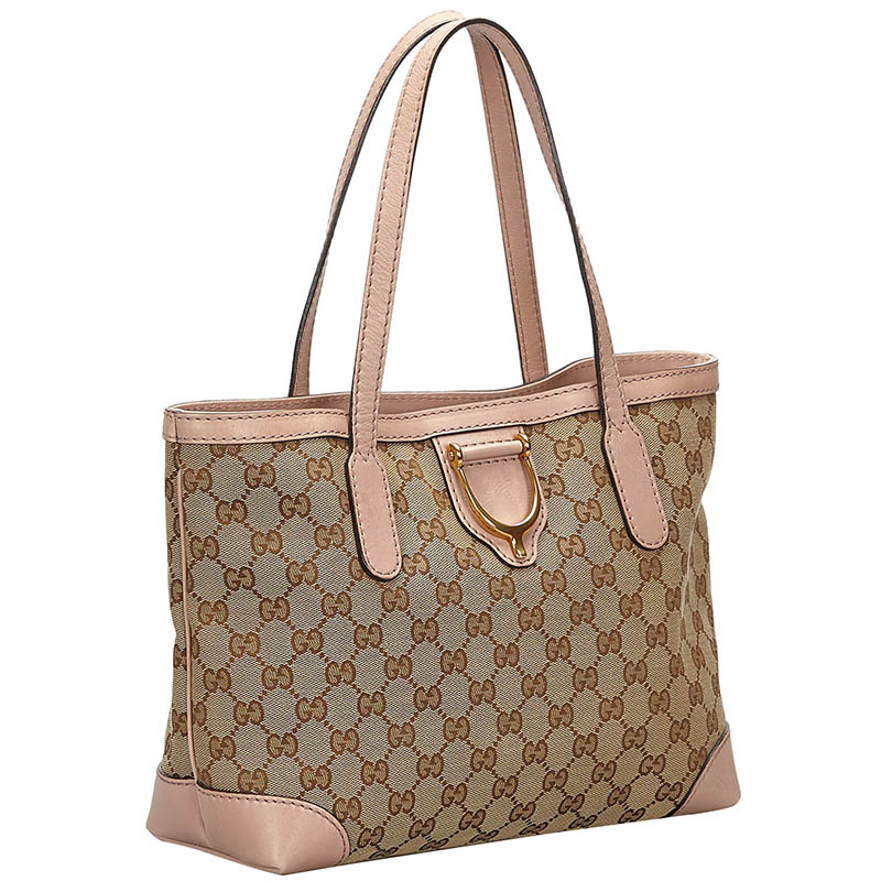 

Gucci Brown/Beige GG Canvas Stirrup Tote Bag