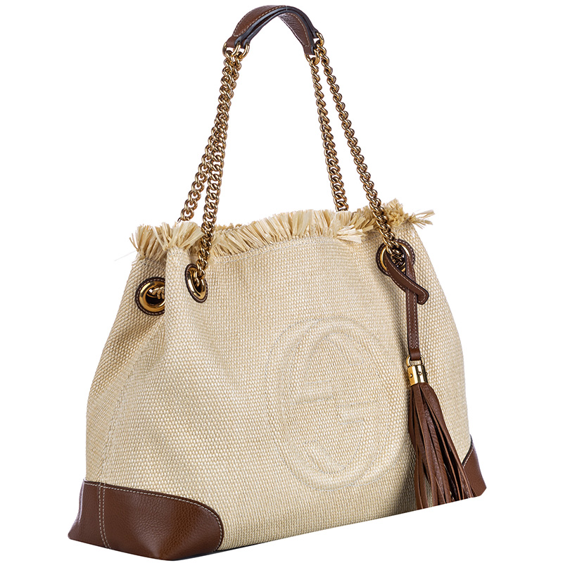 

Gucci White/Brown Soho Canvas Shoulder Bag