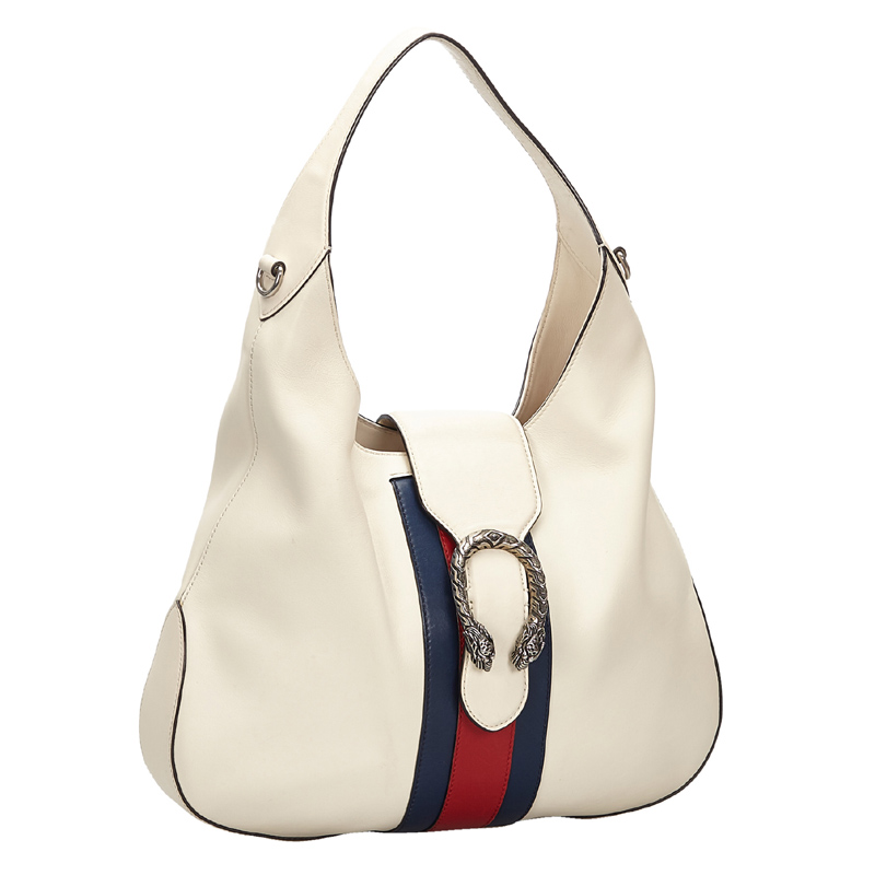 

Gucci White Dionysus Web Leather Hobo Bag