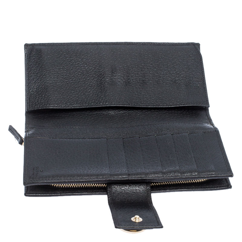 

Gucci Black GG Canvas Abbey D Ring Continental Wallet
