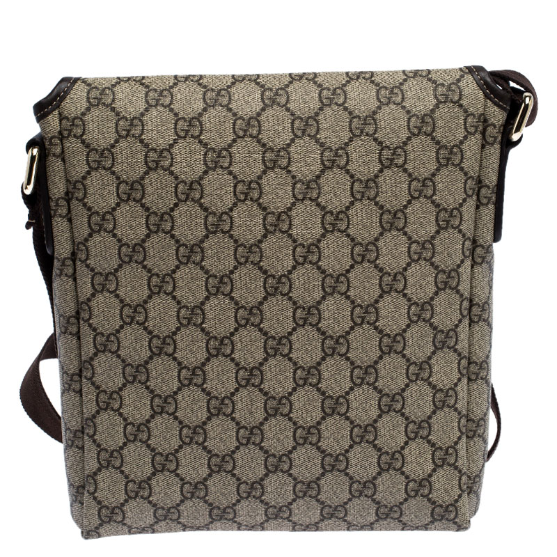 Gucci Beige GG Supreme Canvas Web Flat Messenger bag Gucci | The Luxury  Closet