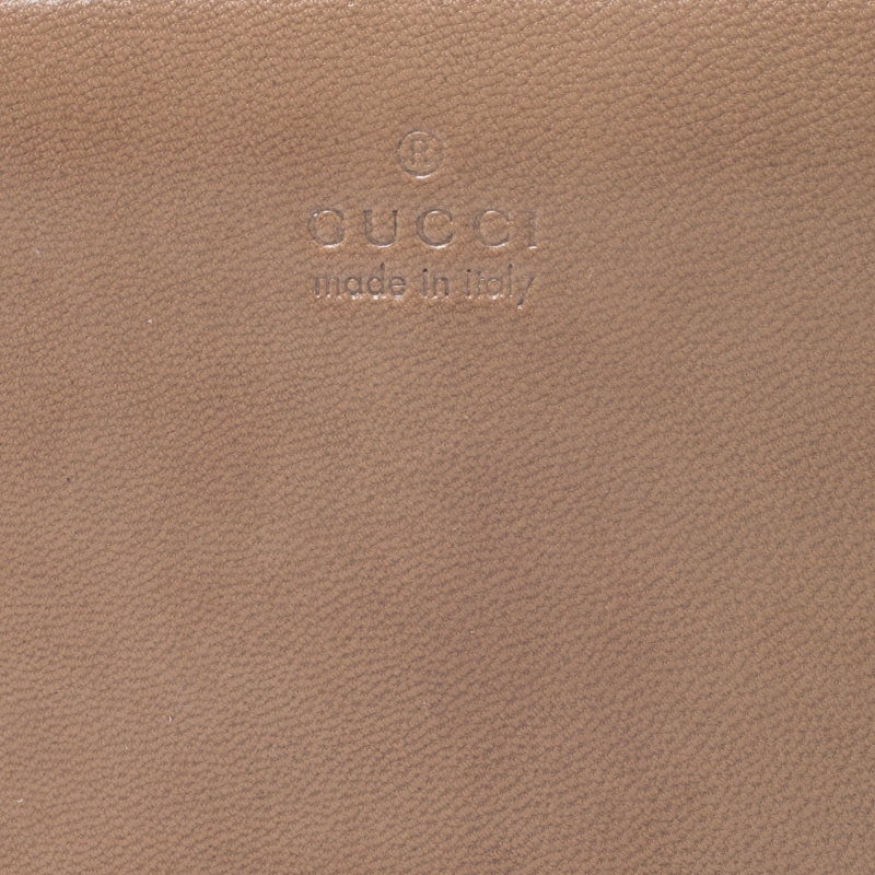 Pre-owned Gucci Light Brown Leather Wristlet Wallet