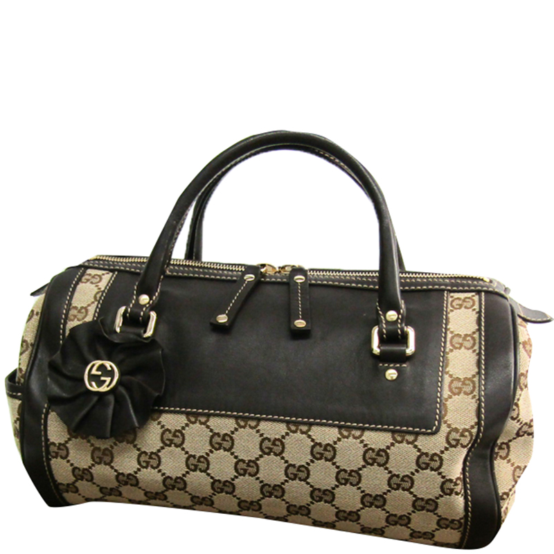 

Gucci Brown GG Canvas And Leather Satchel, Beige