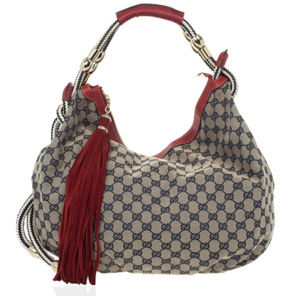 Gucci Navy GG Canvas 'Acapulco' Large Hobo
