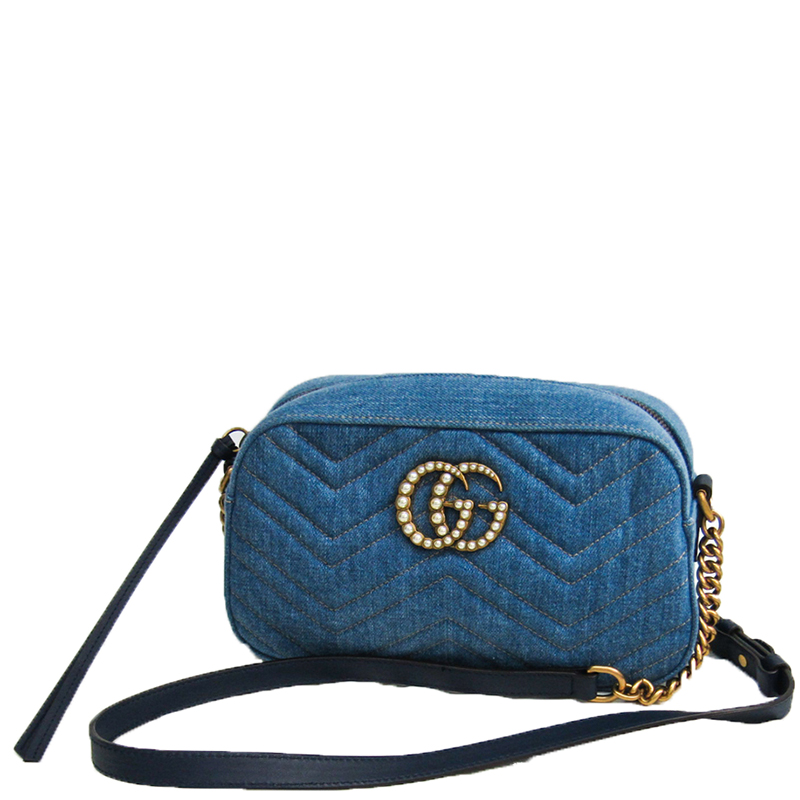 

Gucci Blue Denim GG Marmont Crossbody Bag