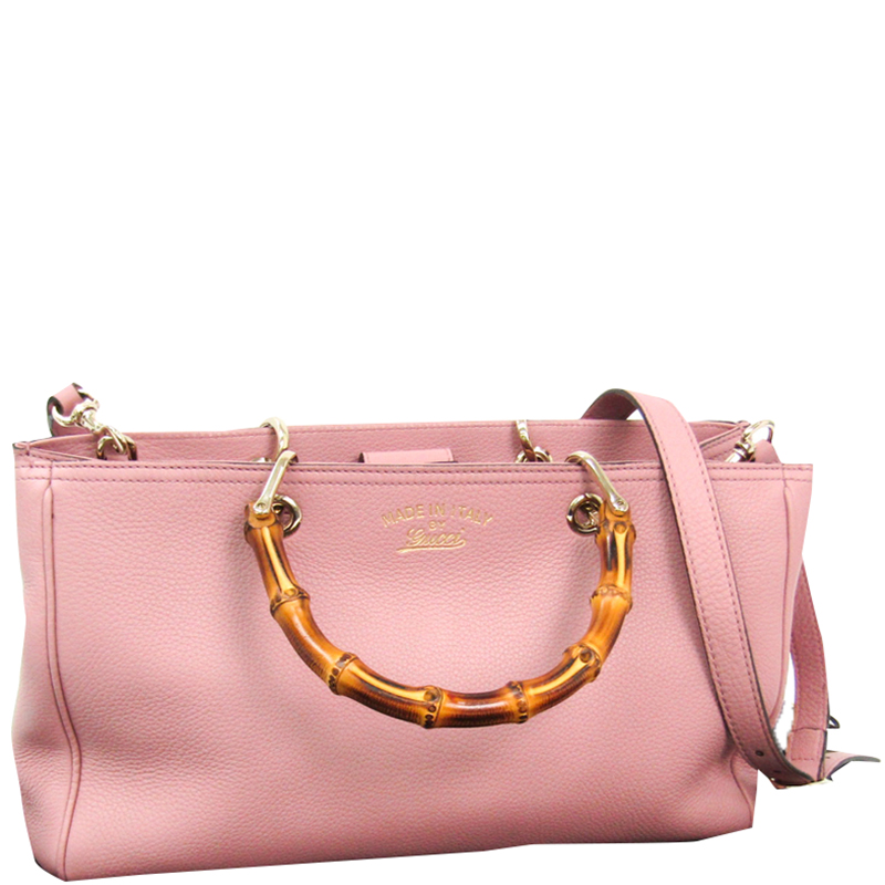 

Gucci Light Pink Leather Medium Bamboo Shopper Tote