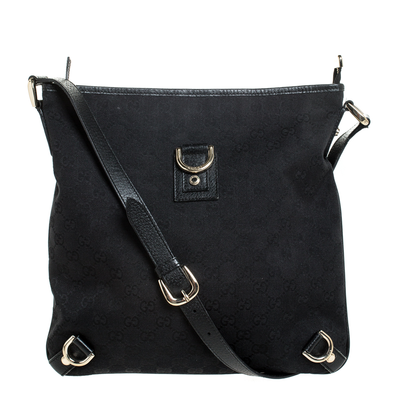 gucci black messenger bag women's