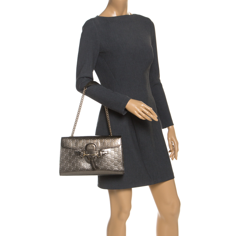 

Gucci Metallic Nice Guccissima Leather Medium Emily Chain Shoulder Bag