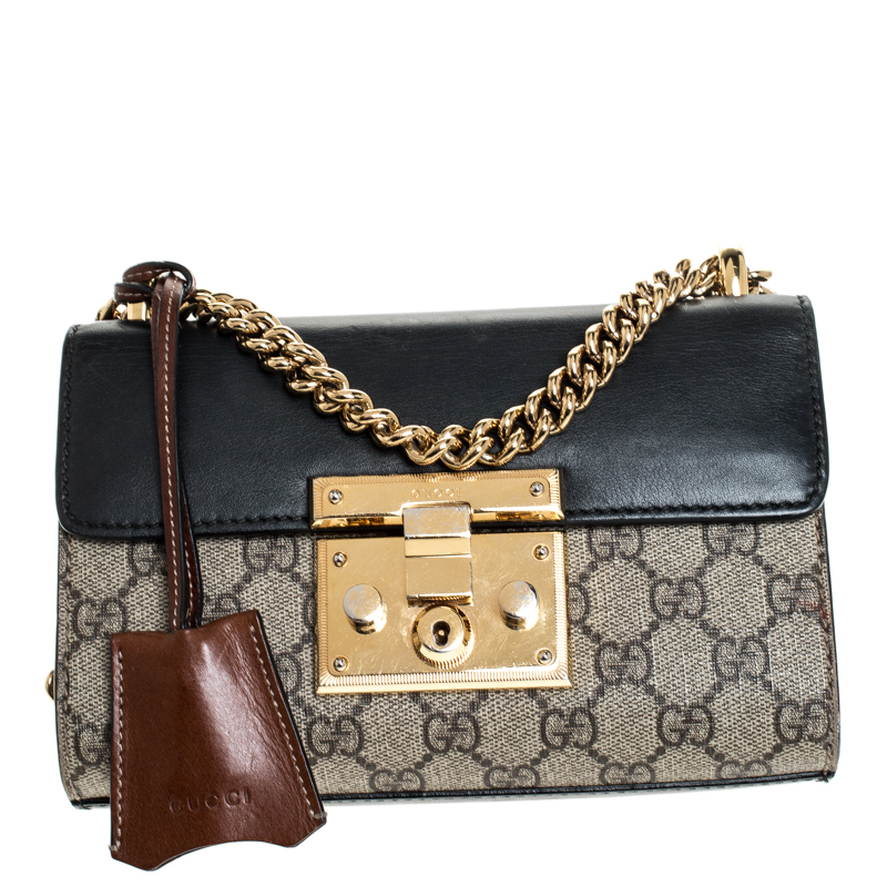 small padlock gg supreme canvas & leather shoulder bag