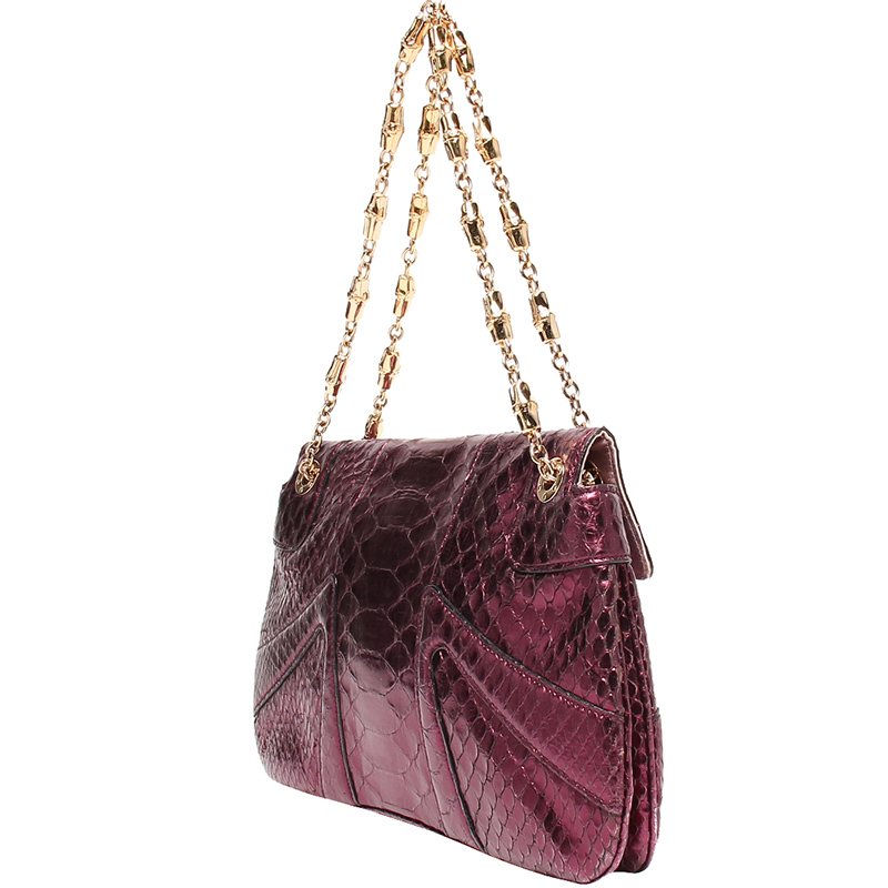

Gucci Purple Leather GG Dragon Chain Shoulder Bag