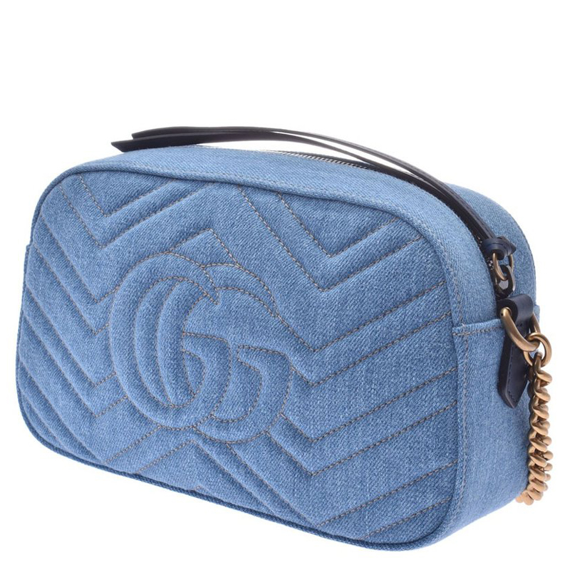 

Gucci Blue Denim GG Marmont Chain Shoulder Bag