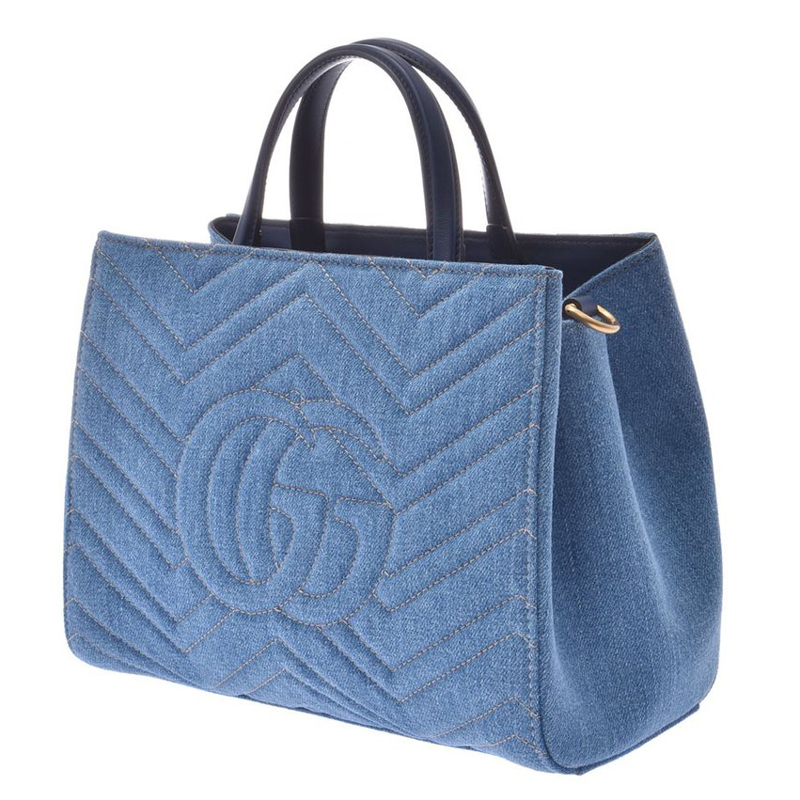 

Gucci Blue Denim GG Marmont Tote