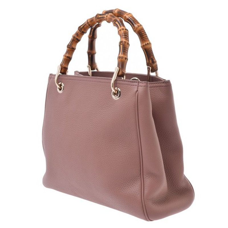 

Gucci Pink/Beige Leather Bamboo Shopper Tote Bag