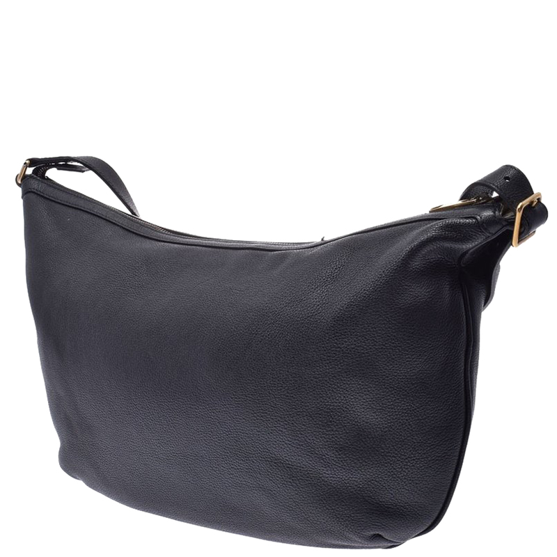 

Gucci Black Leather Print Half Moon Hobo Bag