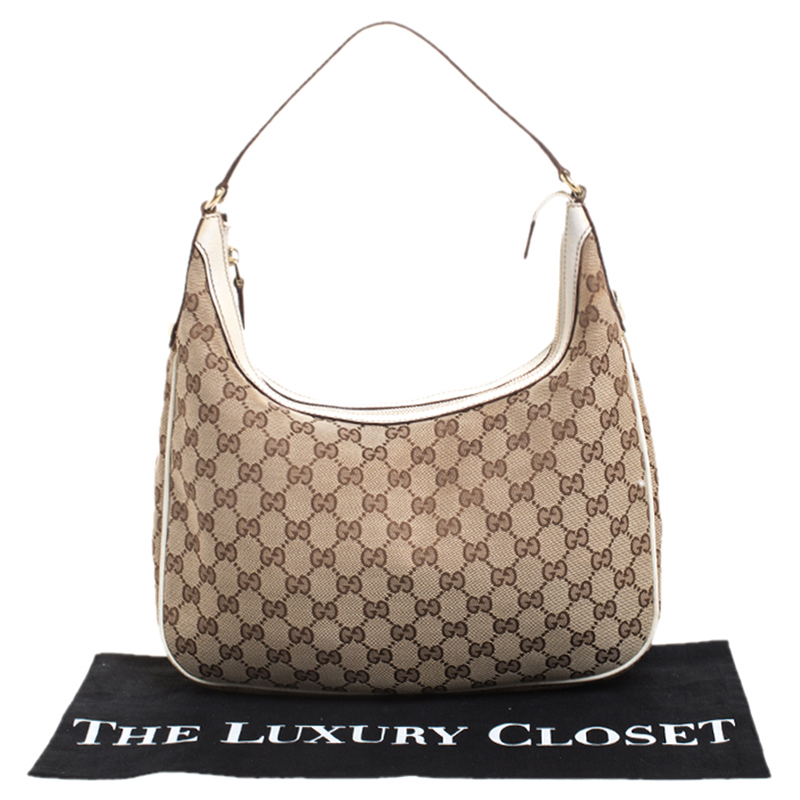 Gucci Beige/White GG Canvas and Leather Charmy Hobo Gucci