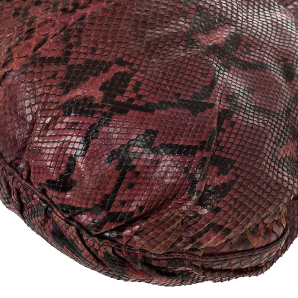 Pre-owned Gucci Red Python Hysteria Hobo