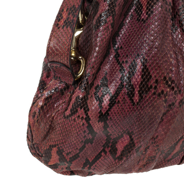Pre-owned Gucci Red Python Hysteria Hobo