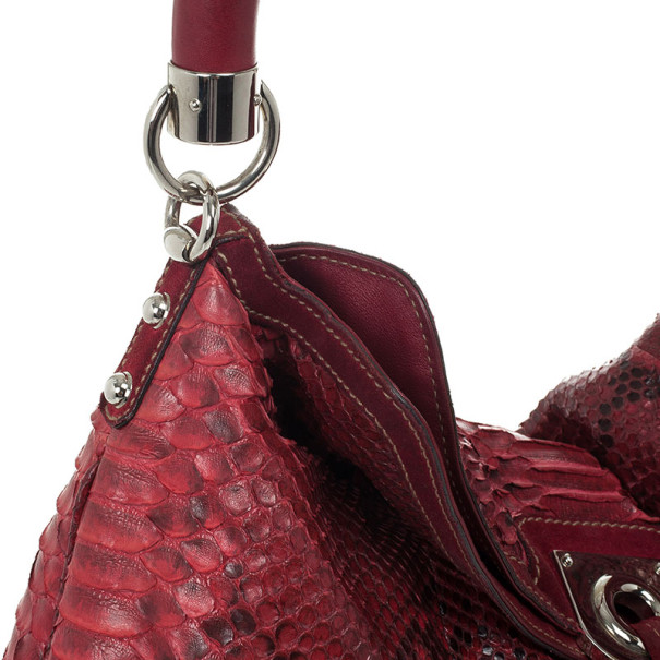 Pre-owned Gucci Gold Red Python Large Babouska Indy Top Handle Bag