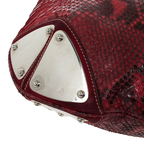 Gucci Red Python Large Indy Hobo Bag with Shoulder Strap . , Lot #56305