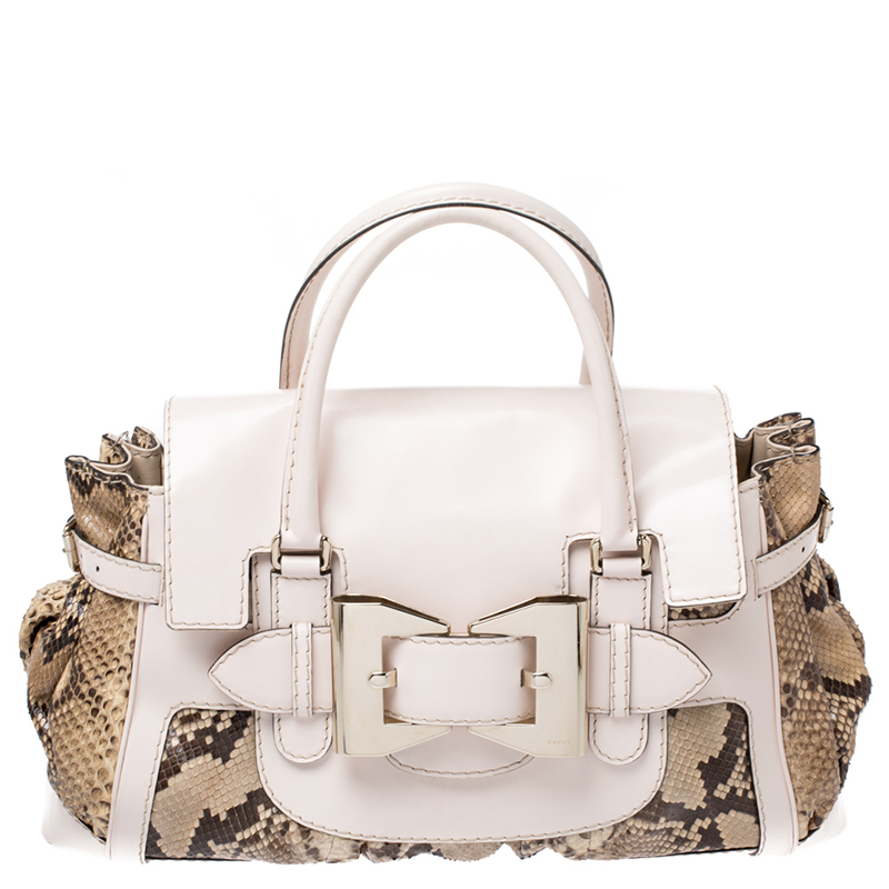 

Gucci Beige/Brown Python and Leather  Queen Satchel