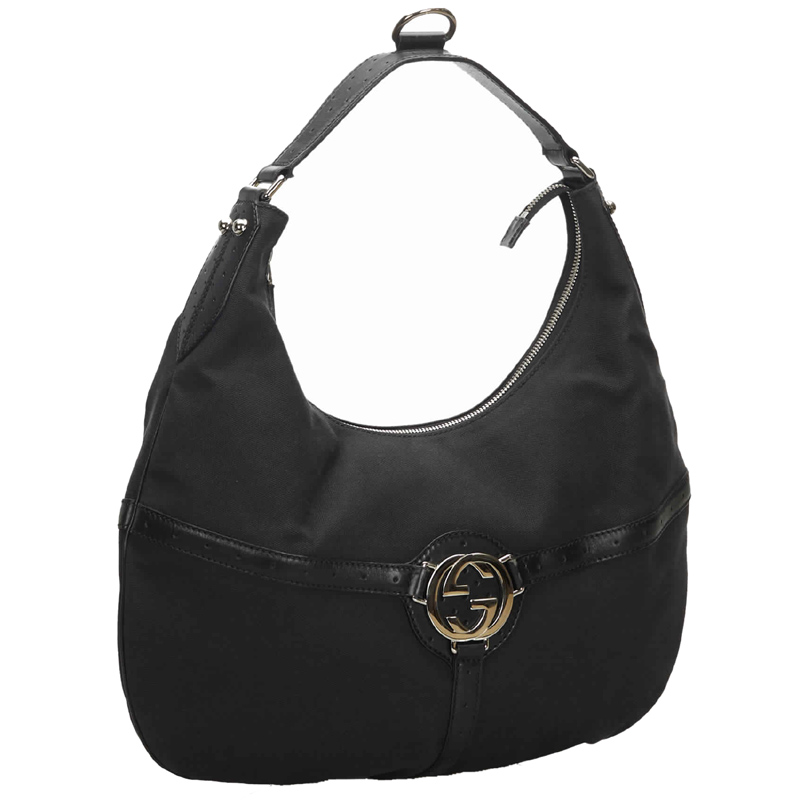 

Gucci Black Canvas Reins Hobo Bag